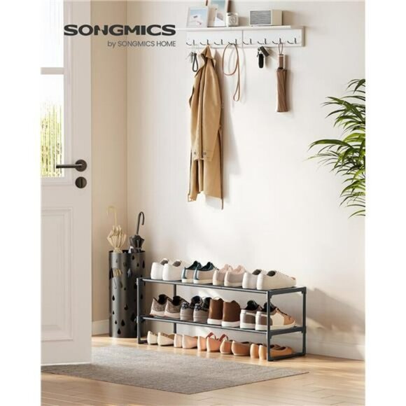 SONGMICS 2 Tier Stackable Shoe Rack Metal Shoe Organizer Entryway Storage - Picture 2 of 5